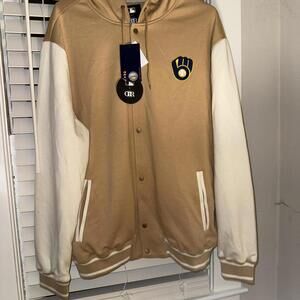 Darius Rucker milwaukee brewers  tan varsity sweatshirt/jacket